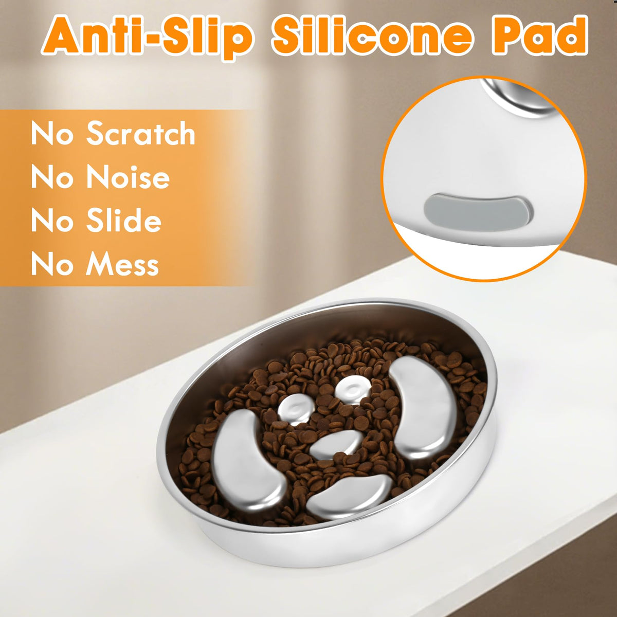 Stainless Steel 2 Pack Slow Feed Dog Bowl H64456