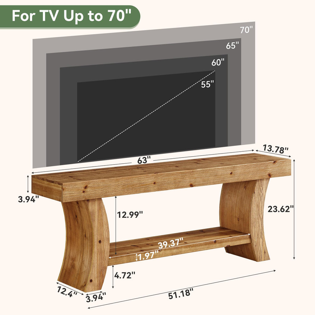 63" Solid Wood TV Stand with Storage C179