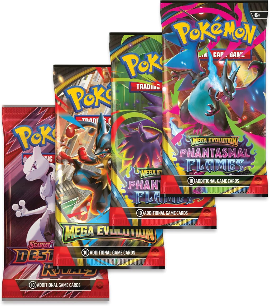 Pokémon TCG Mega Charizard ex Promo Card and Tin with 4 Packs O891