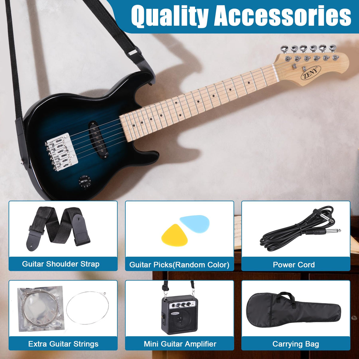 30 Inch Blue Electric Guitar Kit with Amplifier S526477