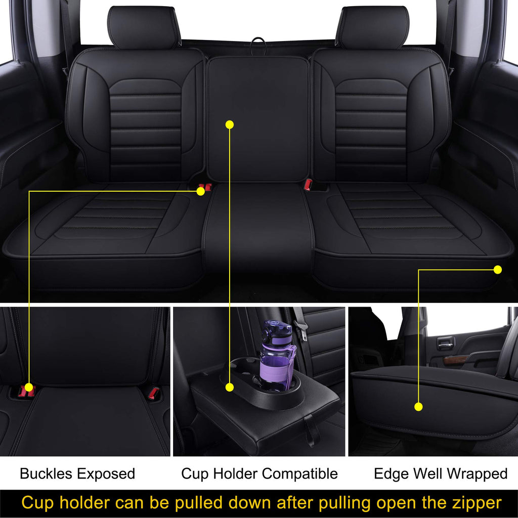 Black Faux Leather Full Set Seat Covers C54260