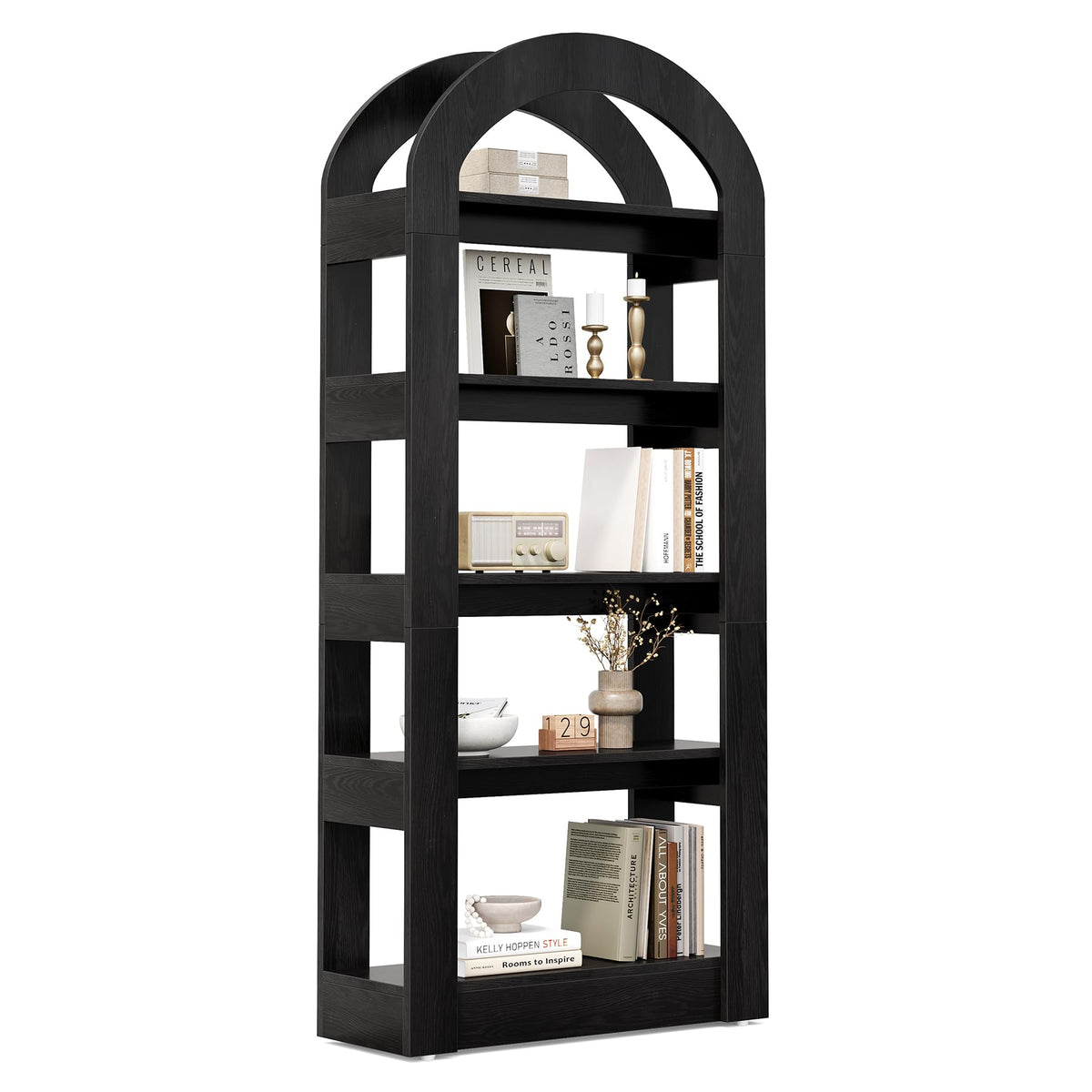 5-Tier Arch-Shaped Wooden Bookshelf M8099