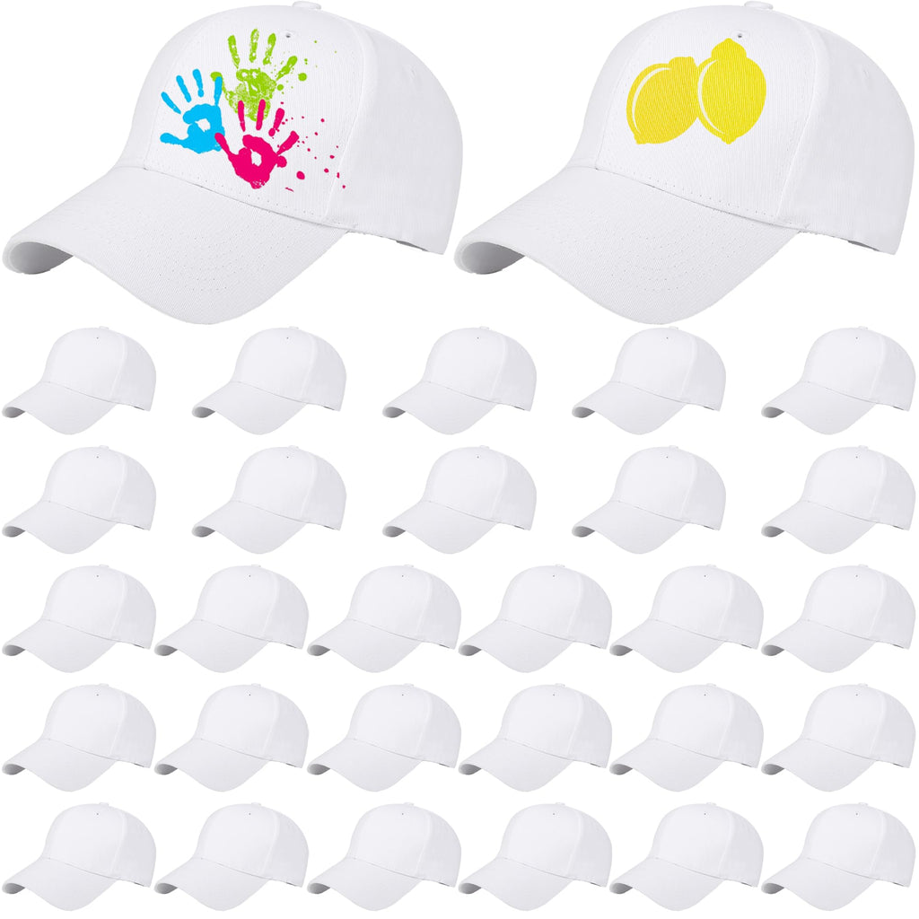 30 Pcs White Cotton Kids Baseball Cap A7497