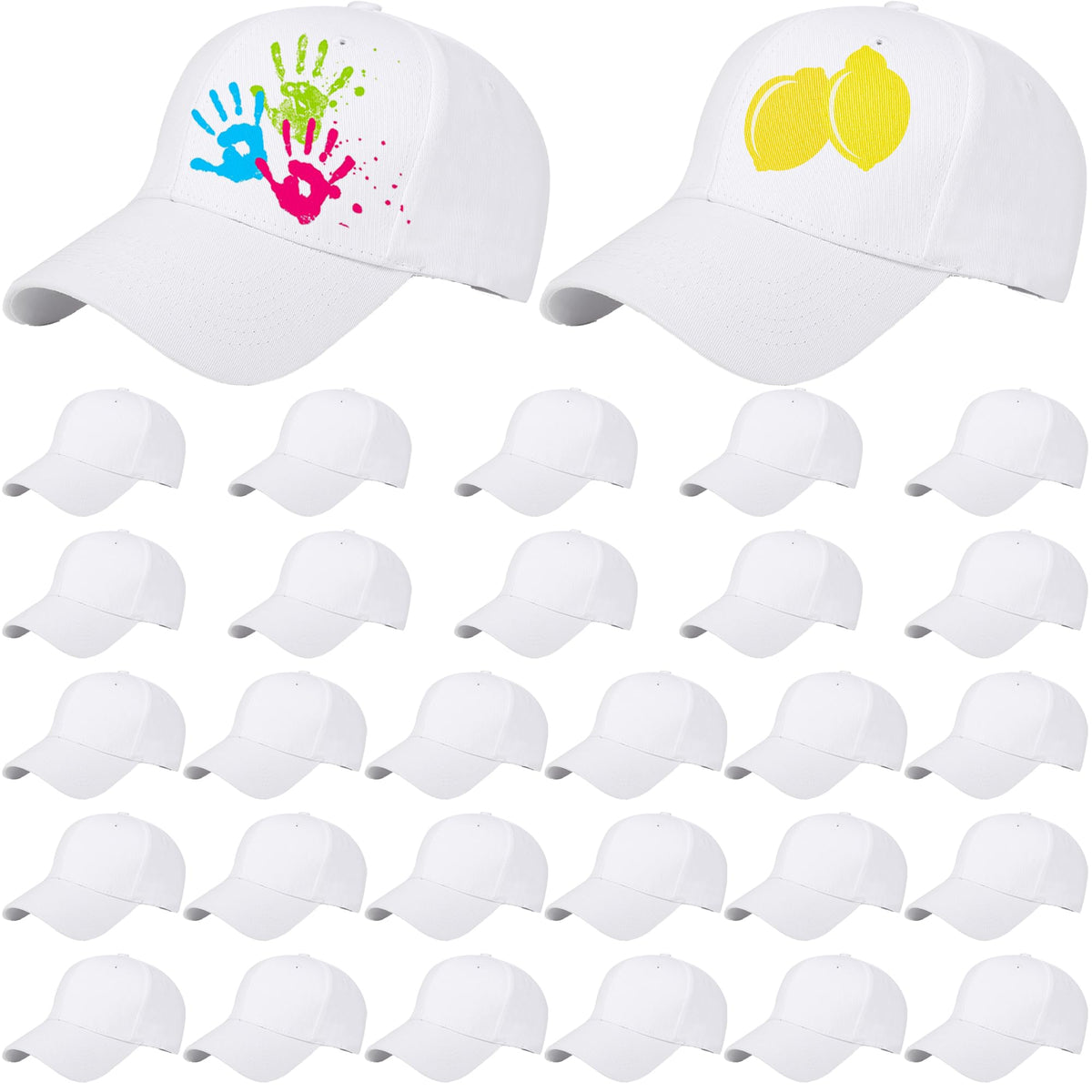 30 Pcs White Cotton Kids Baseball Cap A7497