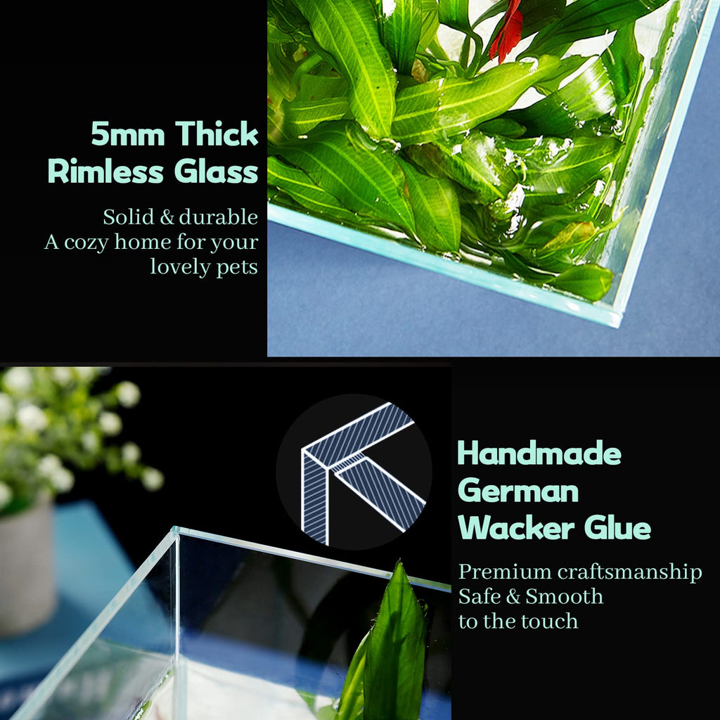 10 Gallon Ultra Clear Rimless Low Iron Glass Fish Tank A362