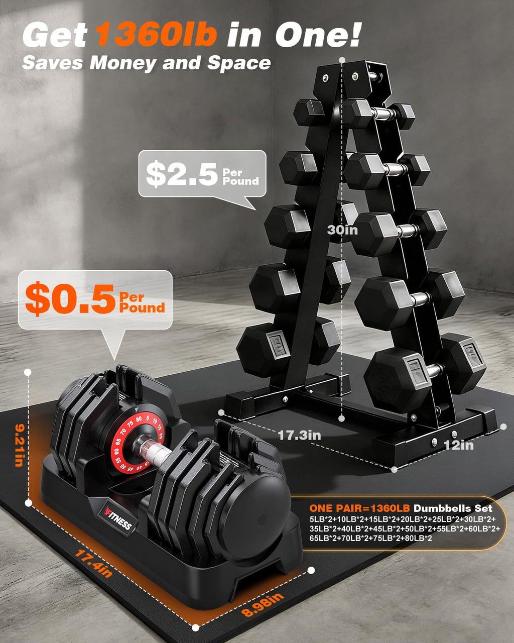 Adjustable Dumbbell Set M395895