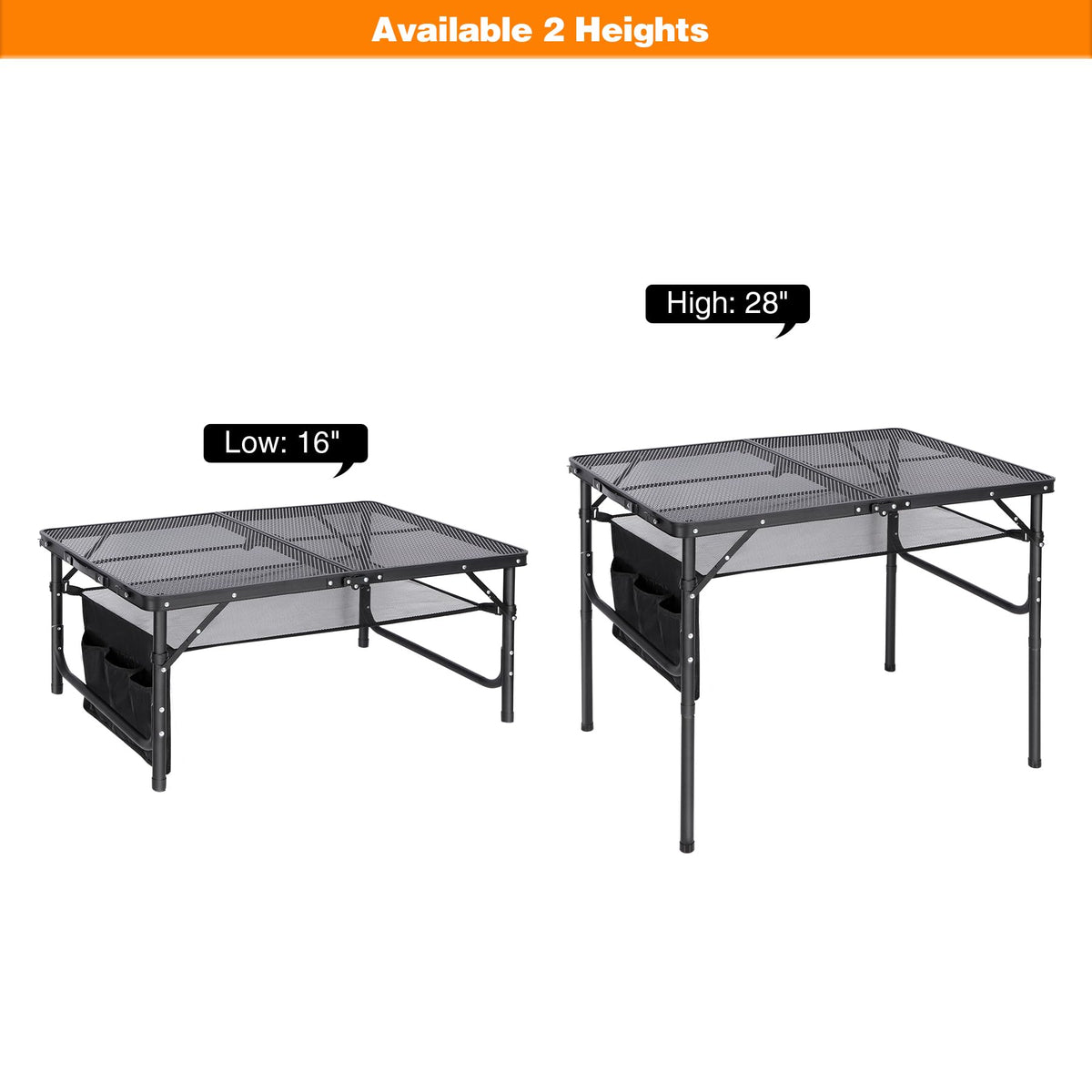36x24 Aluminum Folding Grill Table with Adjustable Height Legs E599177