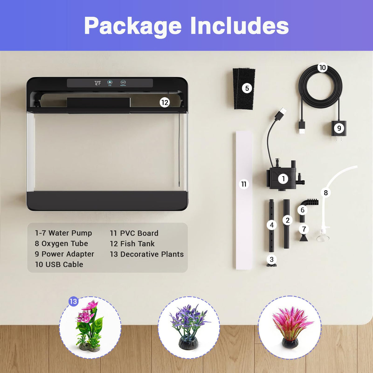 3 Gallon Black Aquarium Starter Kit H327345