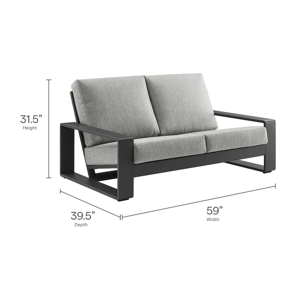 Light Gray Aluminum Outdoor Loveseat with Removable Cushions N4369