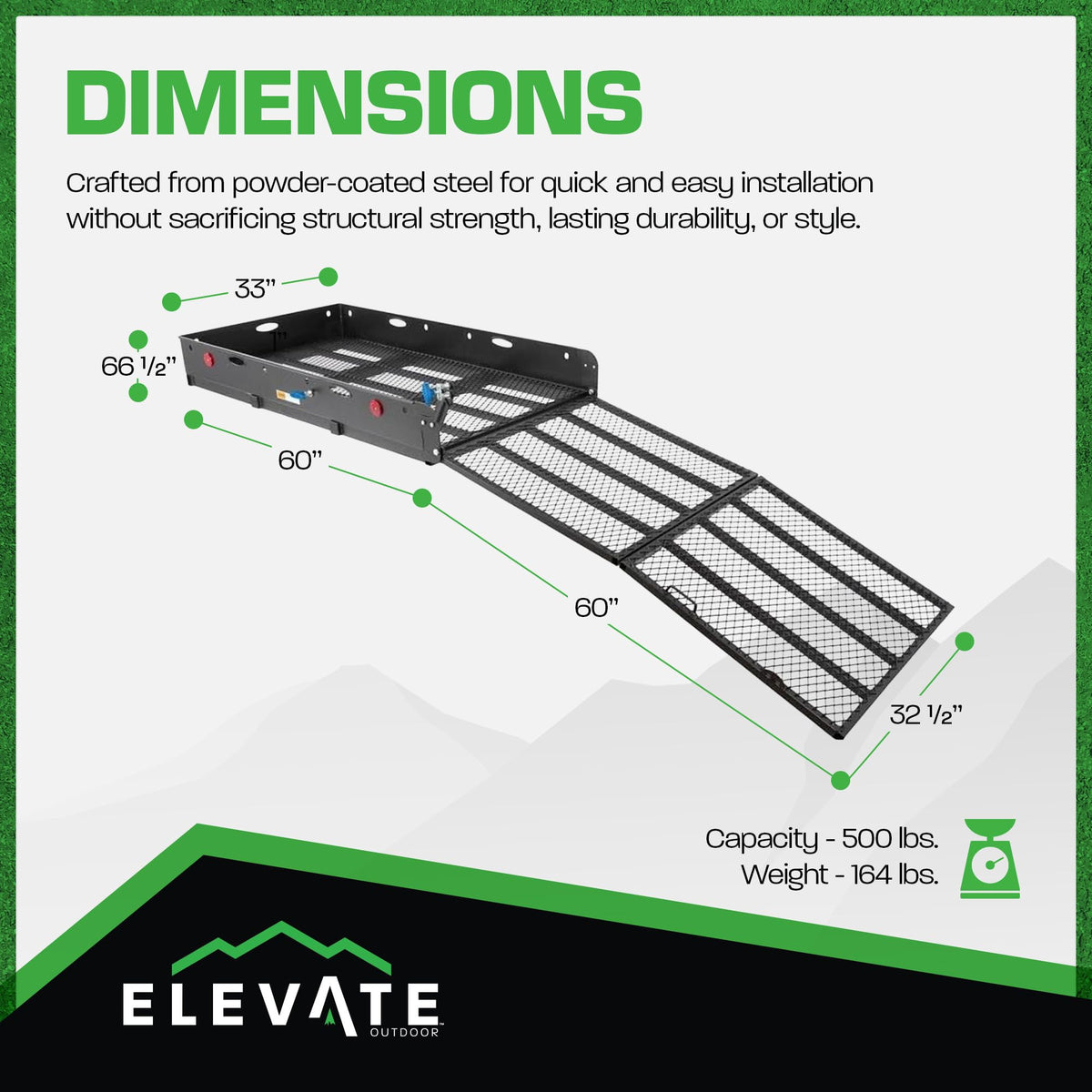 Folding Hitch Cargo Carrier with 60" Ramp K1364