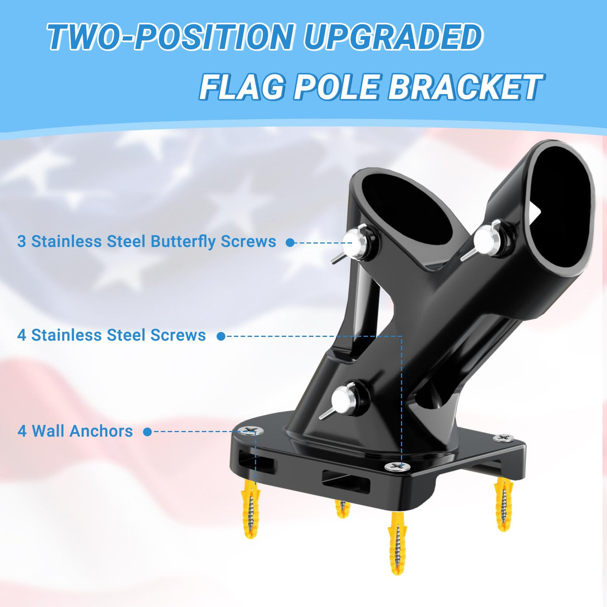 Heavy Duty Aluminum Alloy Wall Mount Flag Pole Holder G4028