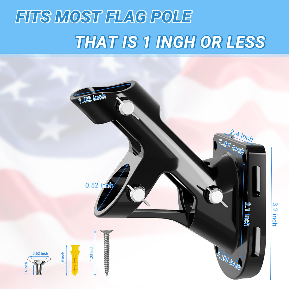 Heavy Duty Aluminum Alloy Wall Mount Flag Pole Holder G4028