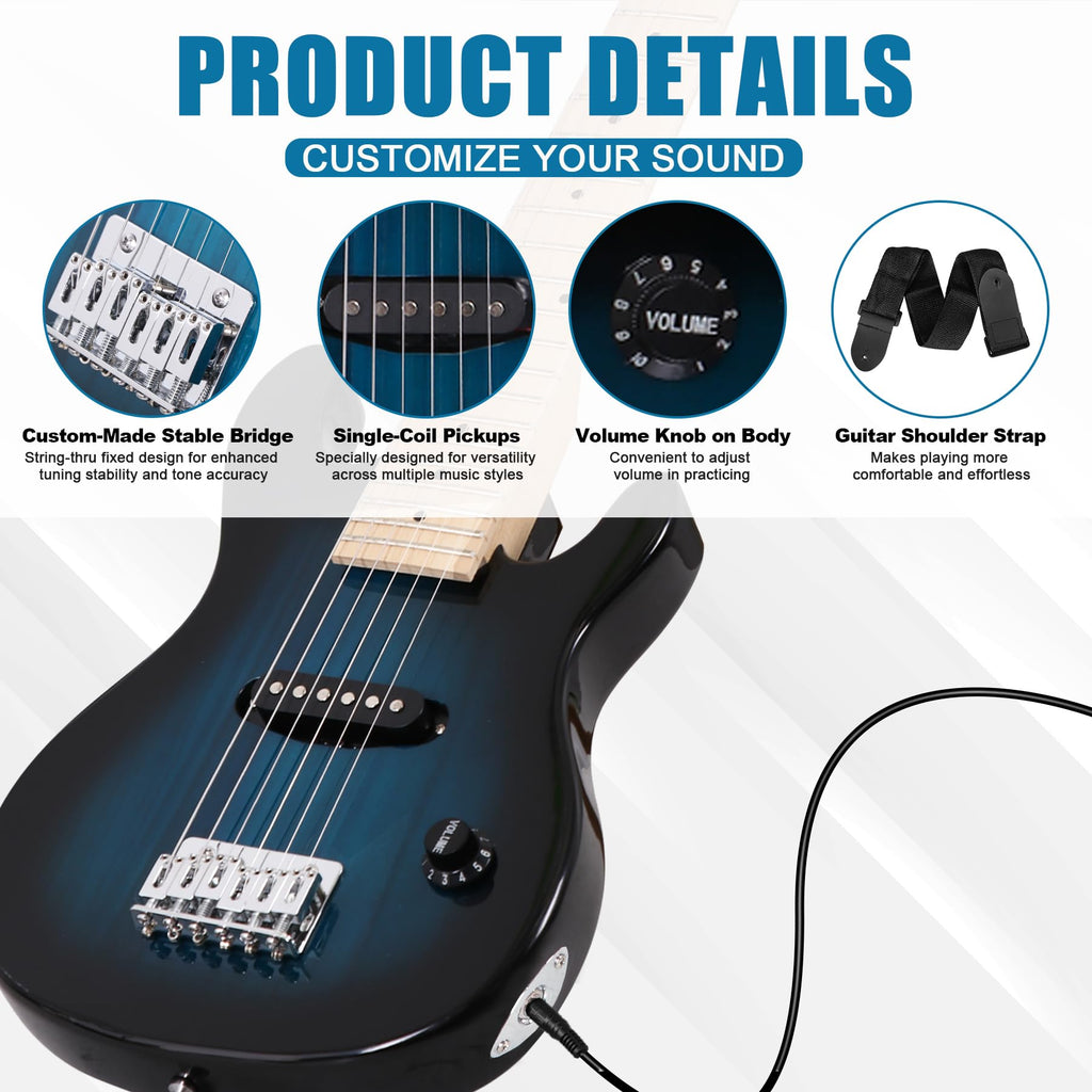 30 Inch Blue Electric Guitar Kit with Amplifier S526477
