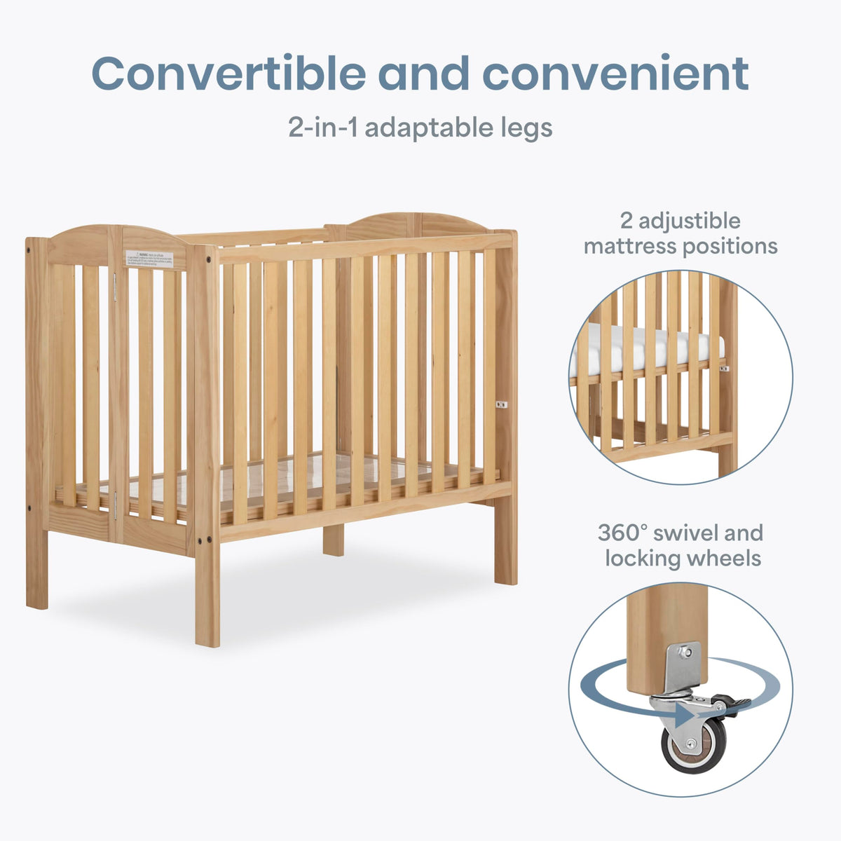 2-in-1 Portable Mini Crib with Mattress G914
