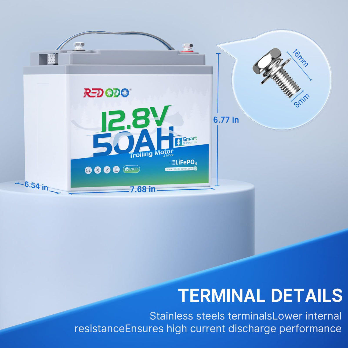 12V 50Ah LiFePO4 Deep Cycle Battery T627