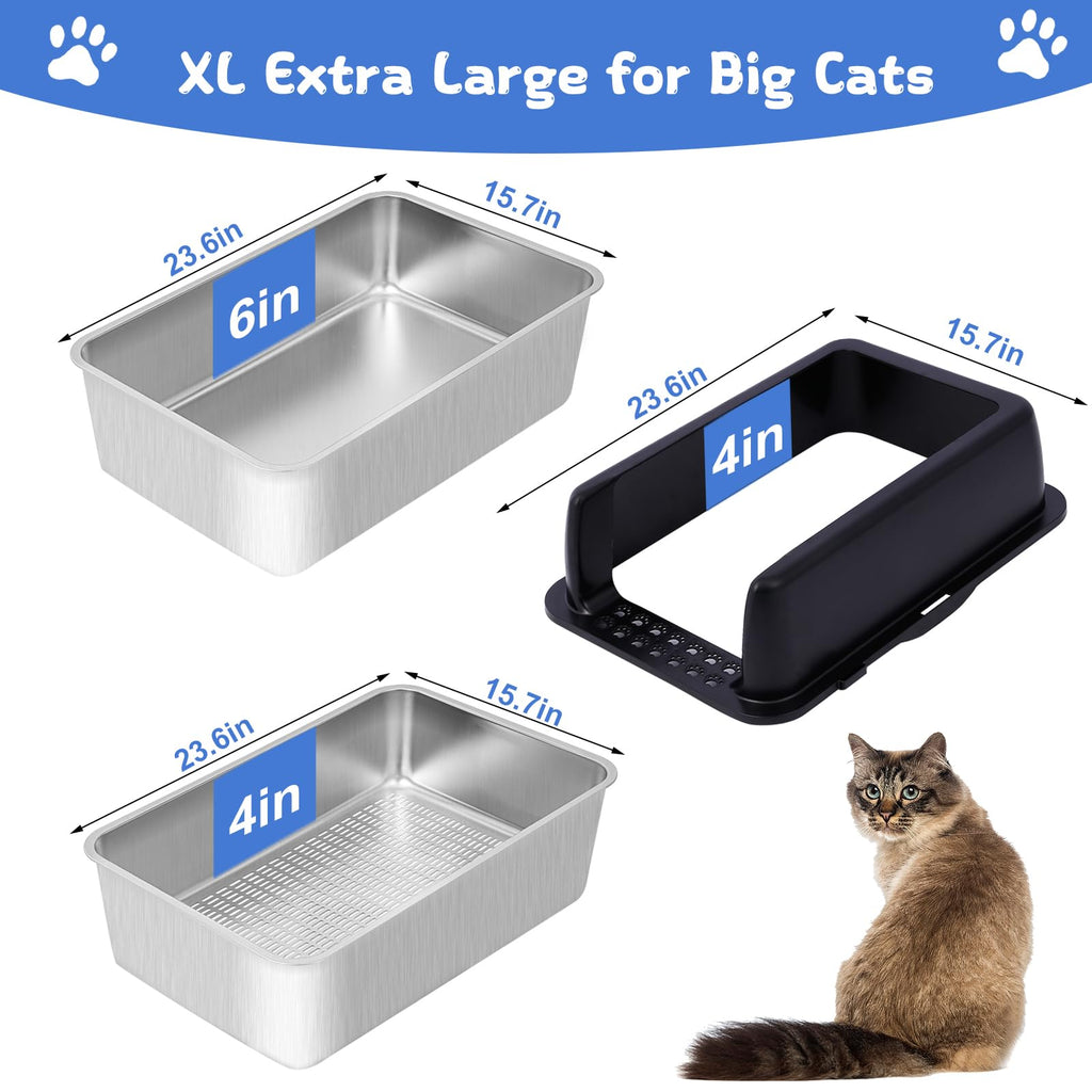 Stainless Steel Sifting Litter Box with Lid C363