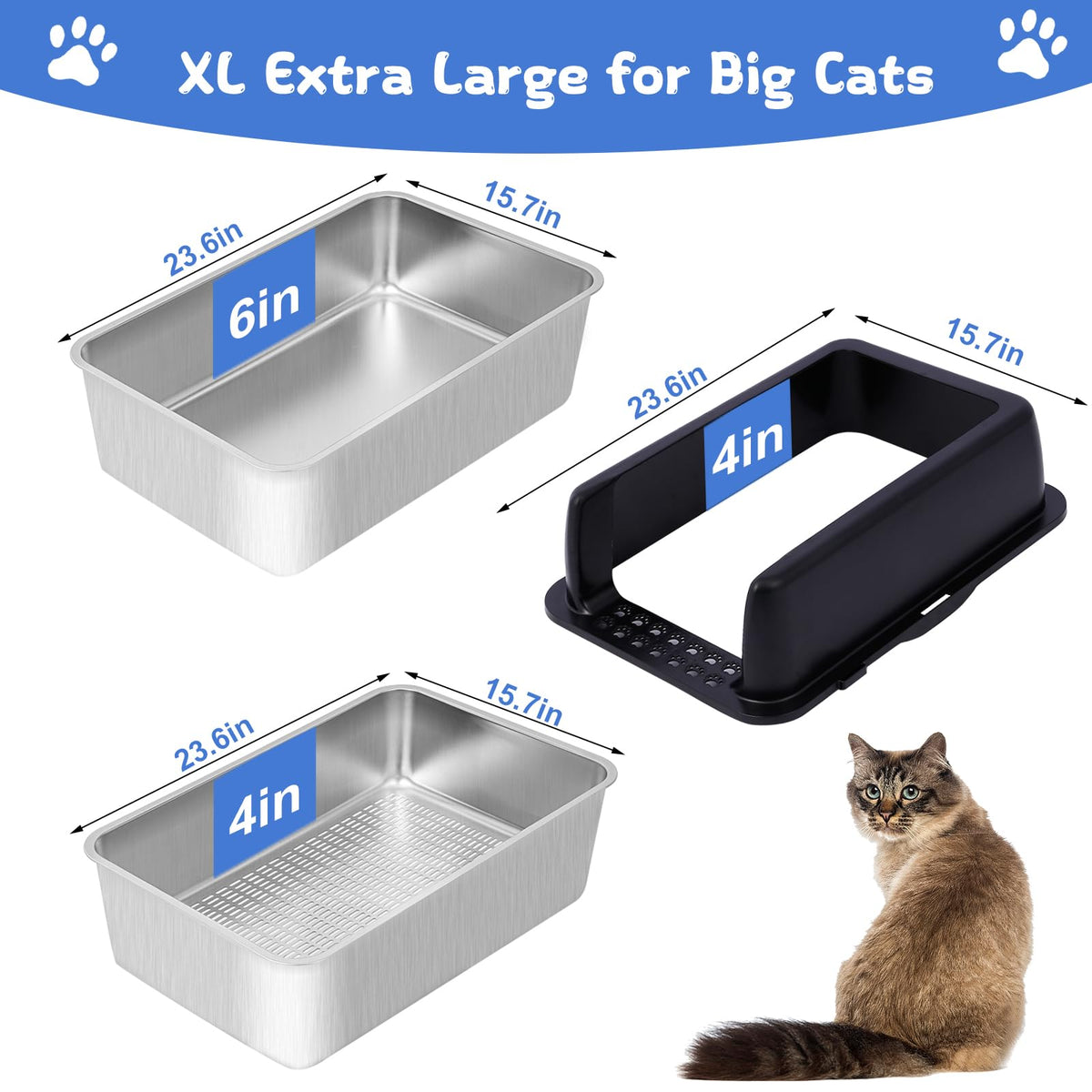 Stainless Steel Sifting Litter Box with Lid C363