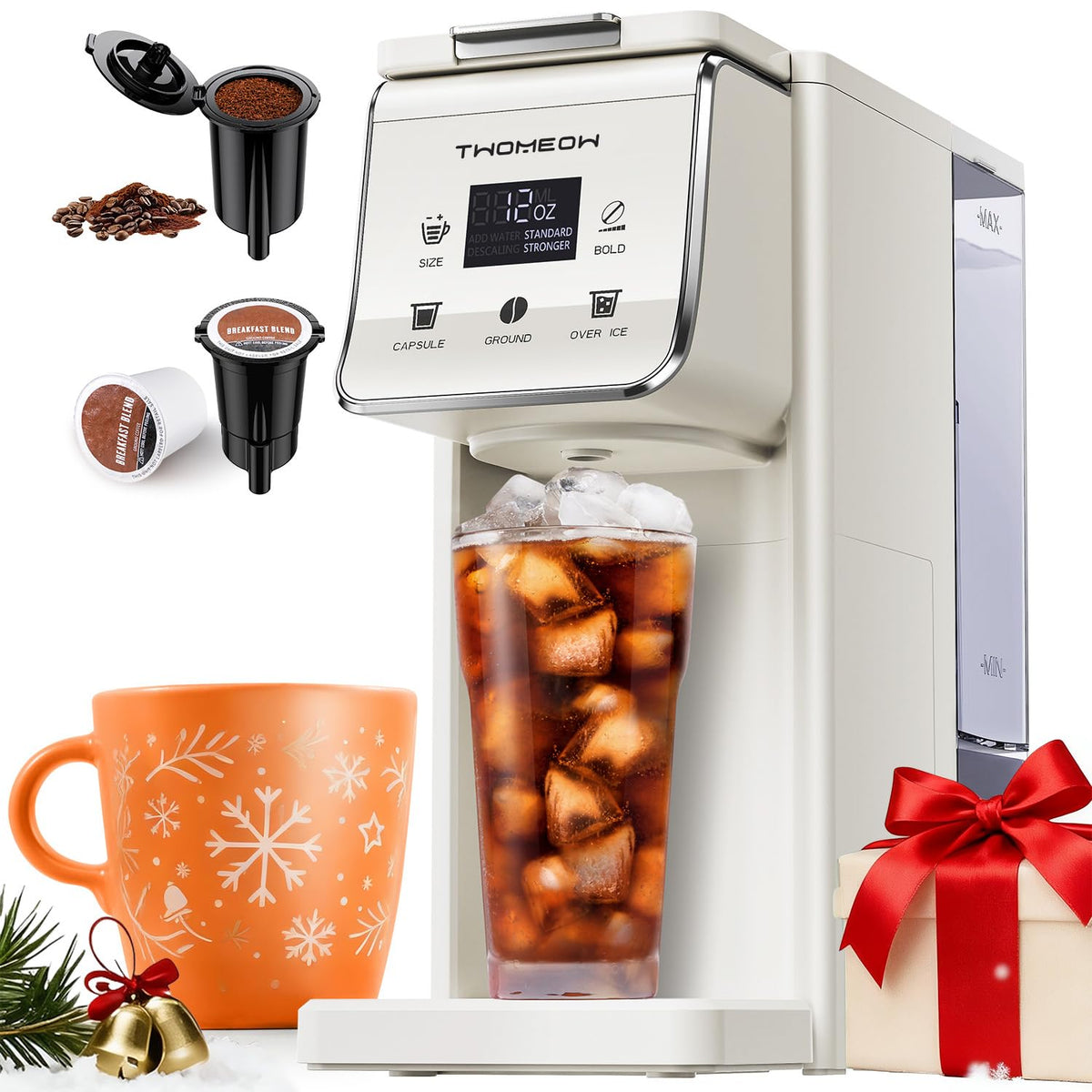 Single Serve Coffee Maker for K Cup and Grounds, White Z774