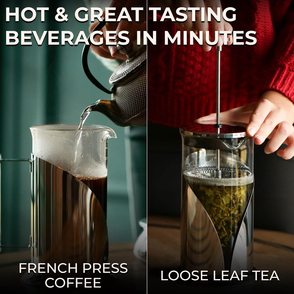 French Press Coffee Maker 34 oz Glass Stainless Steel H938