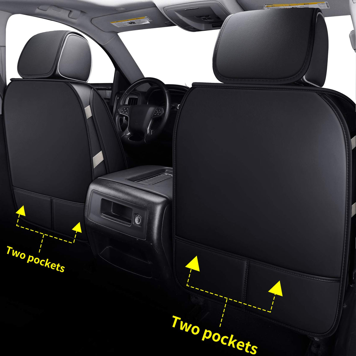 Black Faux Leather Full Set Seat Covers C54260