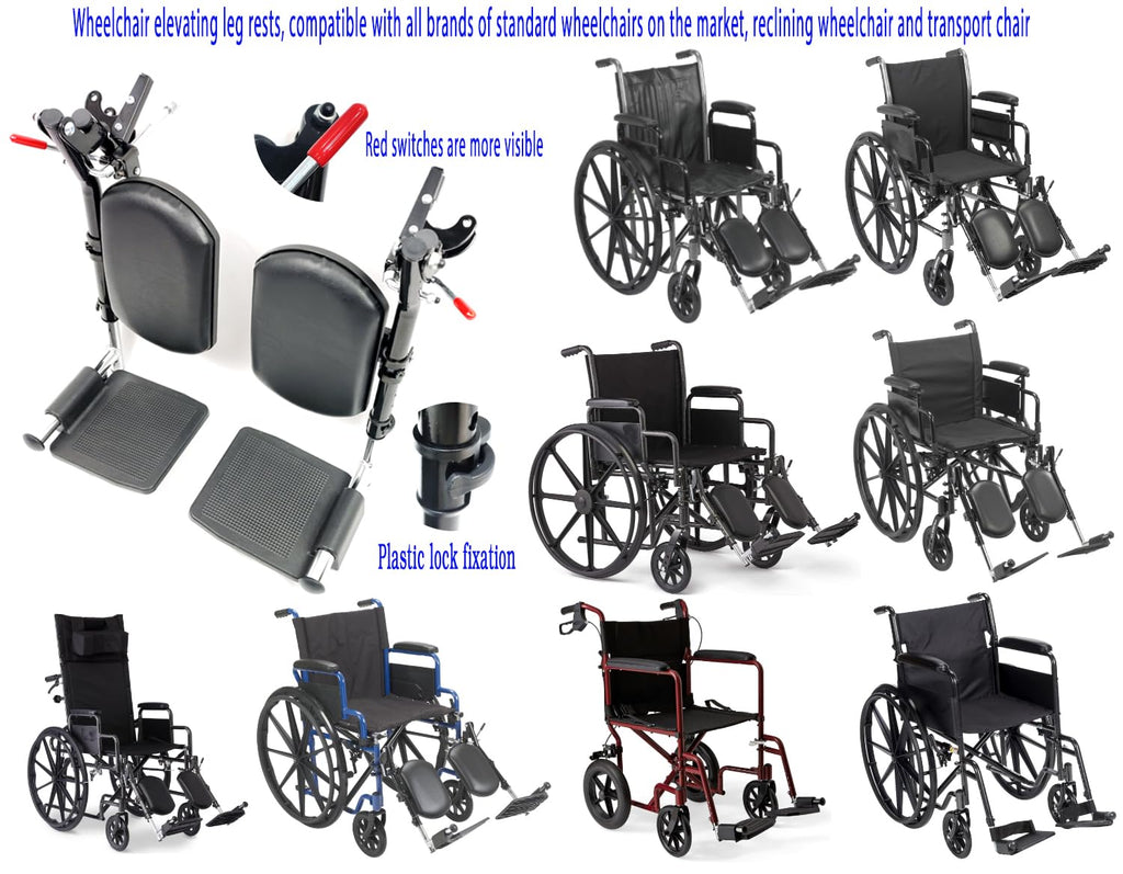 Wheelchair Elevating Leg Rests with Padded Calf Pad and Composite Footplates, 1 Pair F117