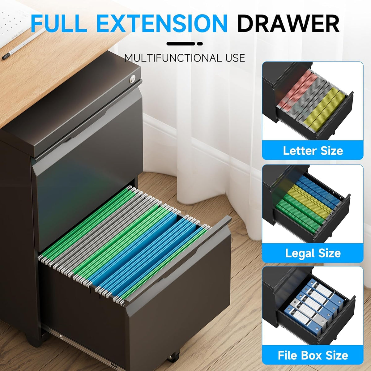 2 Drawer Mobile File Cabinet with Lock H613
