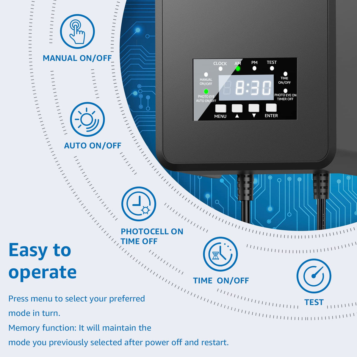200W Landscape Lighting Transformer with Timer and Photocell Sensor Q179