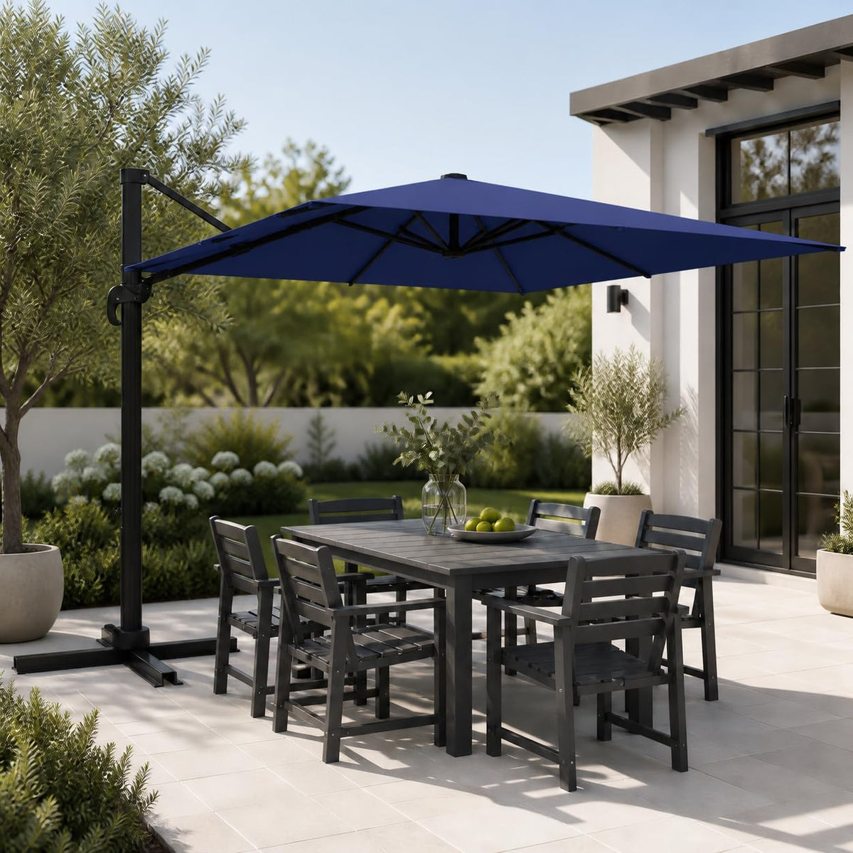 10' X 10' Aluminum Cantilever Patio Umbrella with 360-degree Rotation J3711