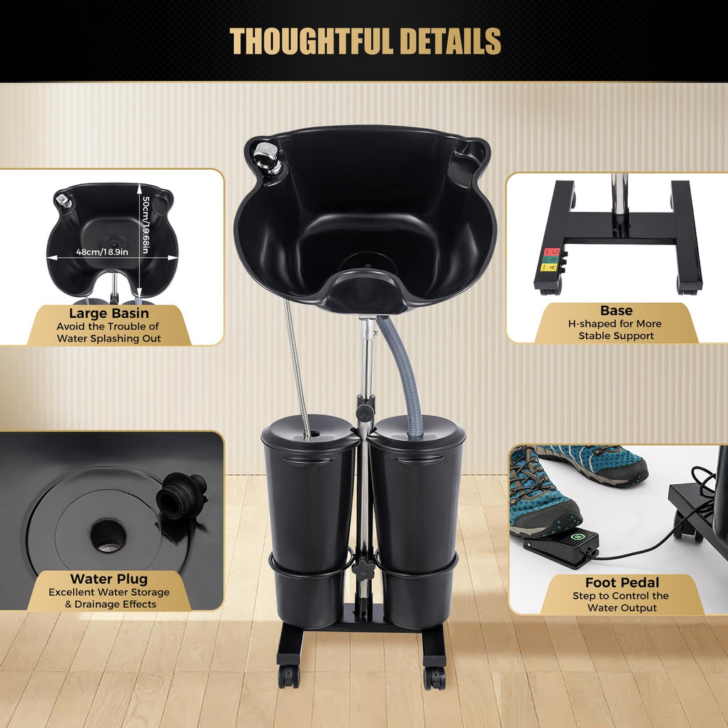 Portable Height Adjustable Shampoo Bowl with Electric Pump C550