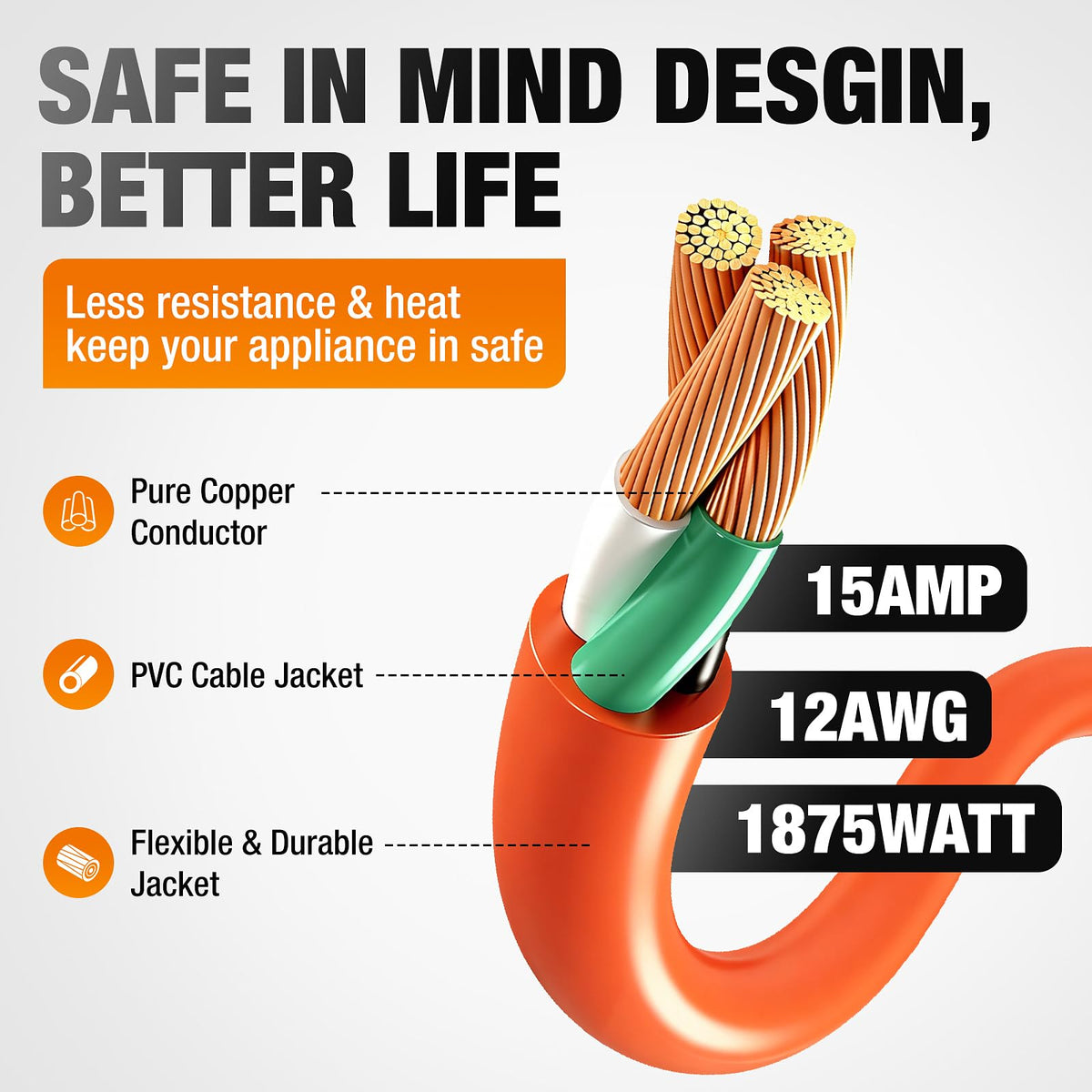 100 FT Heavy Duty Waterproof Outdoor Extension Cord B993