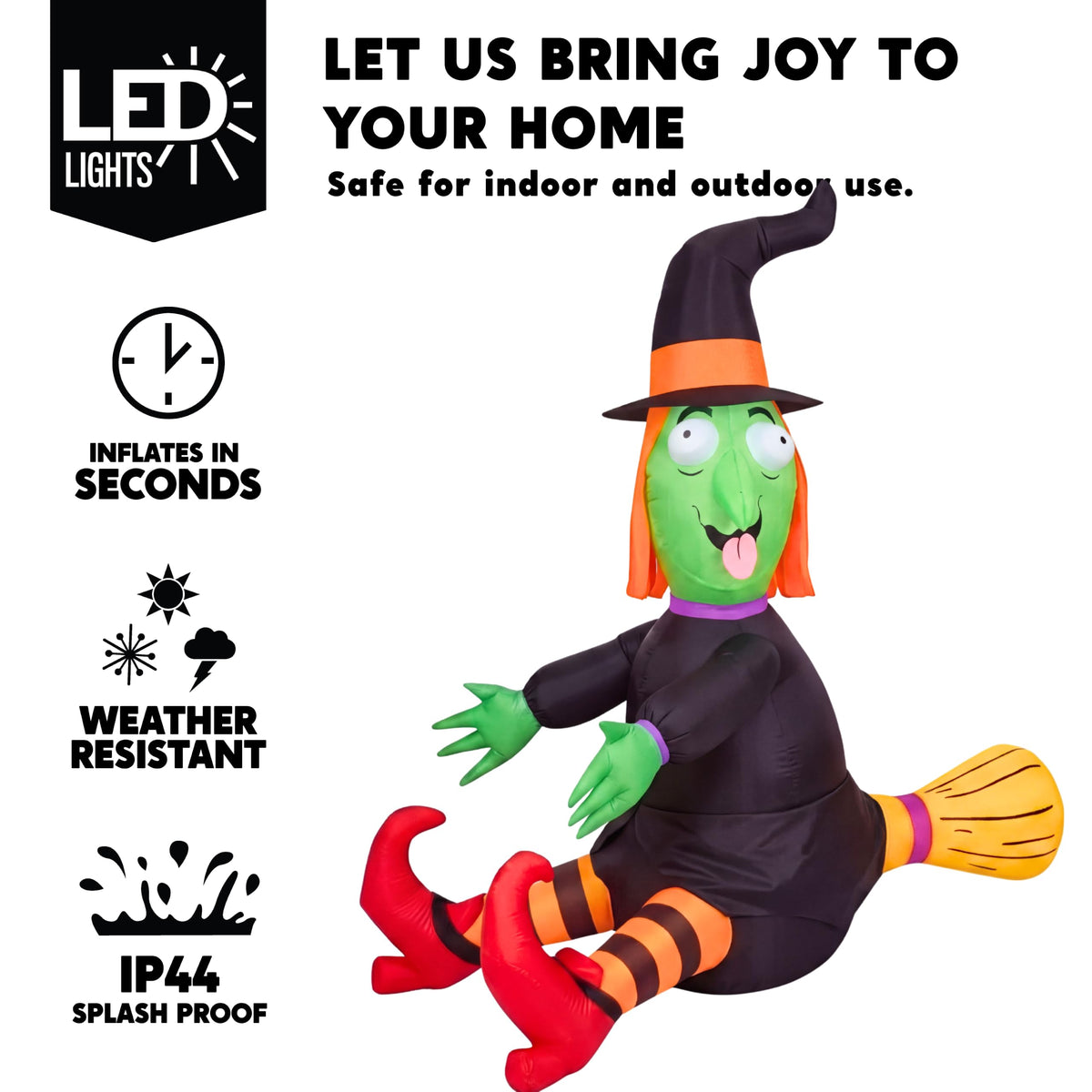 4FT Inflatable Witch with LED Lights L574861