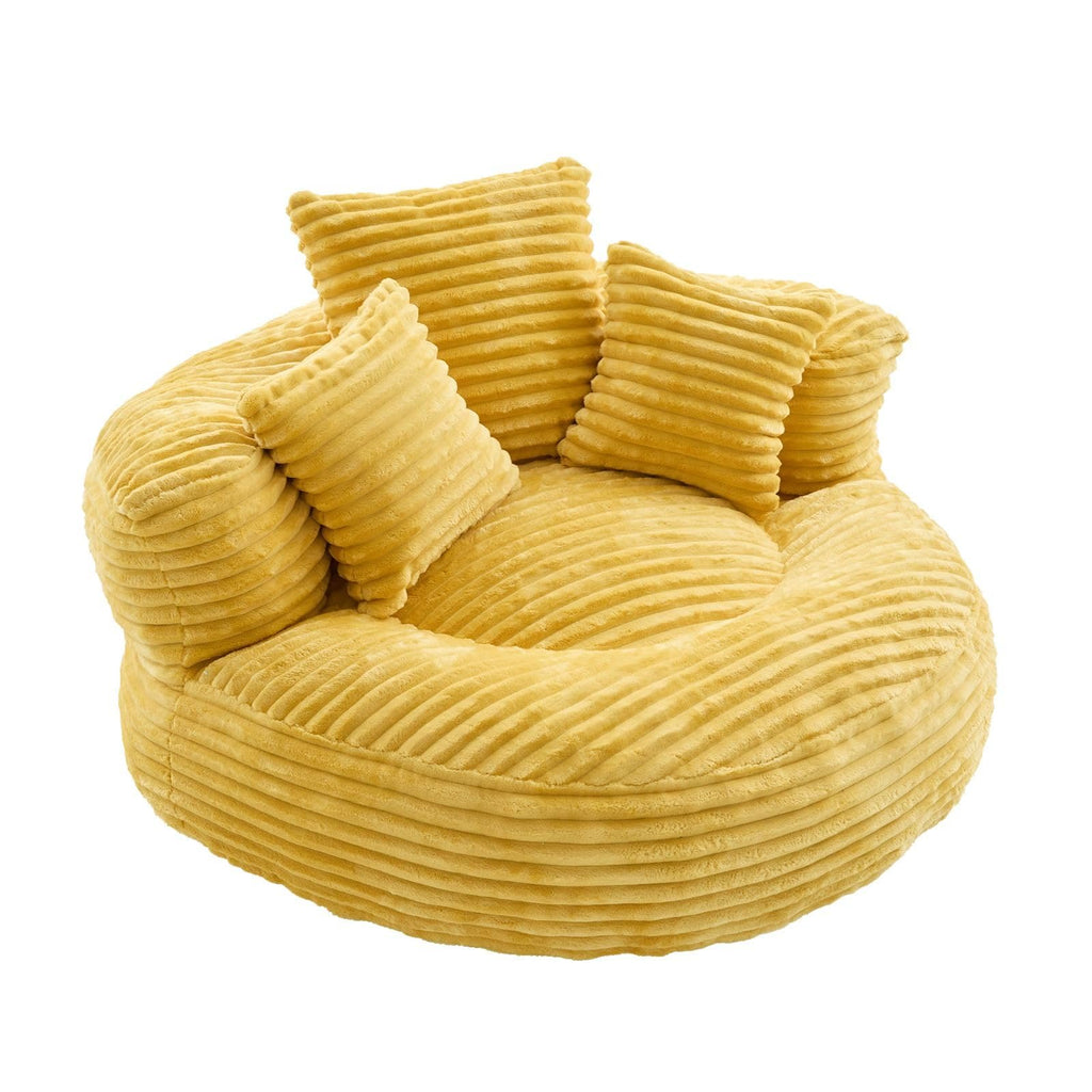 Oversized Corduroy Bean Bag Chair with 3 Pillows P516