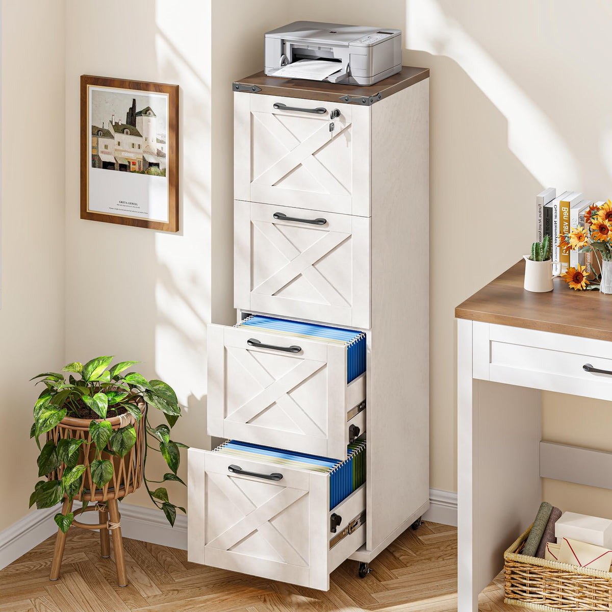 White 4 Drawer Filing Cabinet V58408