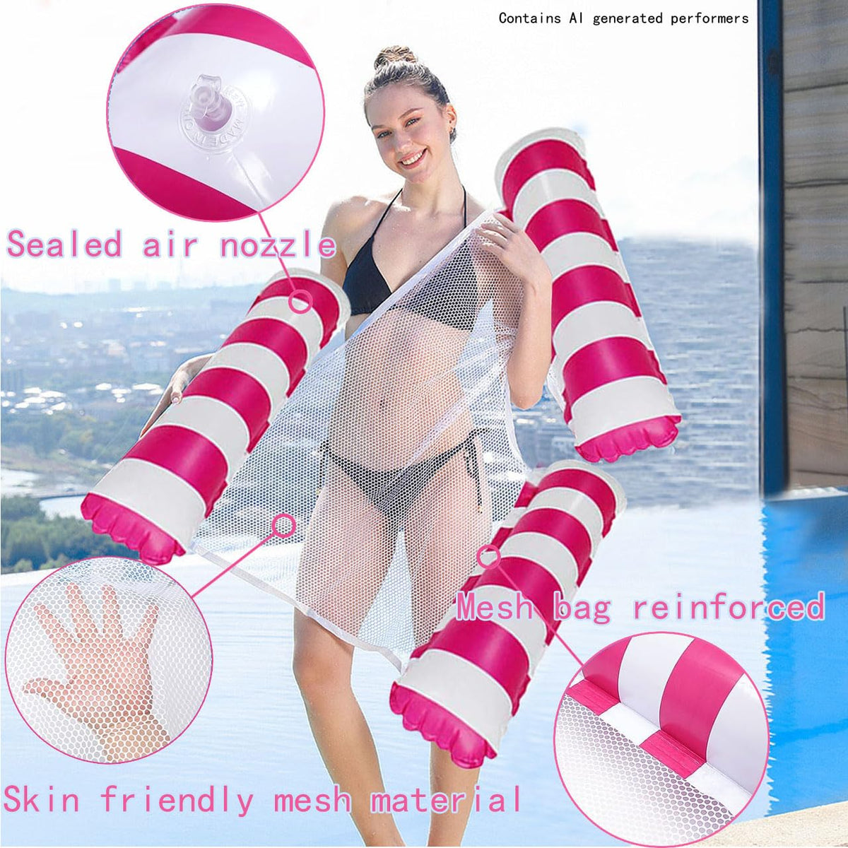 2 Pack Inflatable Pool Floats Chair Bed Hammock J952