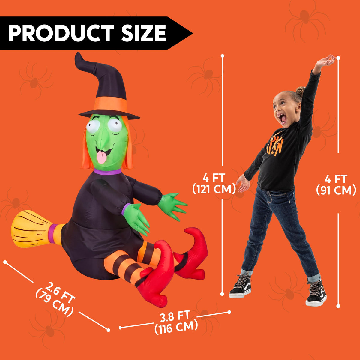 4FT Inflatable Witch with LED Lights L574861