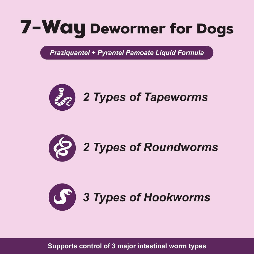 Dog Dewormer Liquid Formula with Praziquantel & Pyrantel Pamoate, 3.38 fl oz B89502