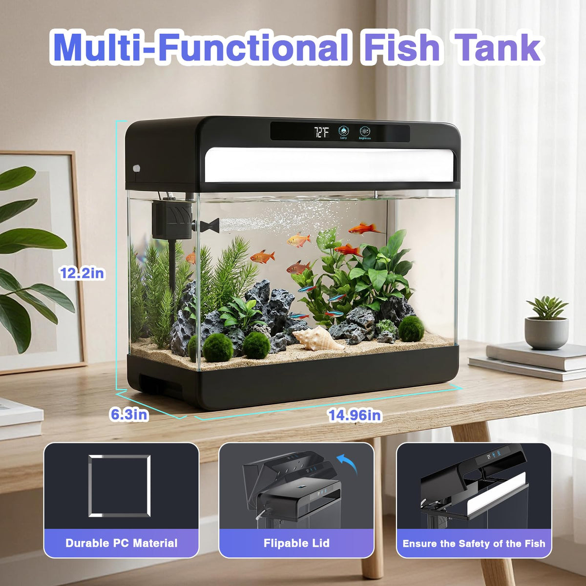 3 Gallon Black Aquarium Starter Kit H327345