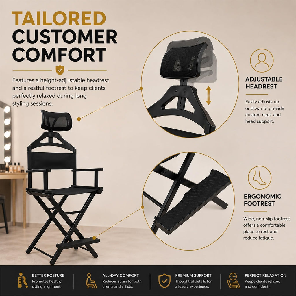 Extra Tall Aluminum Foldable Makeup Artist Chair B496