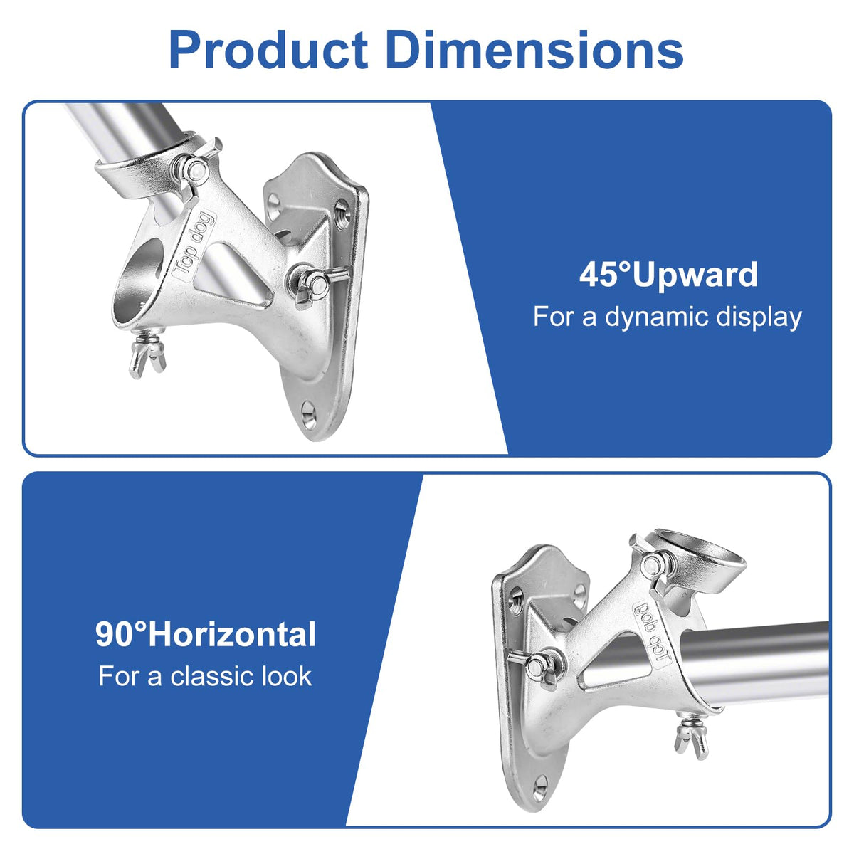 304 Stainless Steel Adjustable Wall Mount Flag Pole Holder Bracket M3596