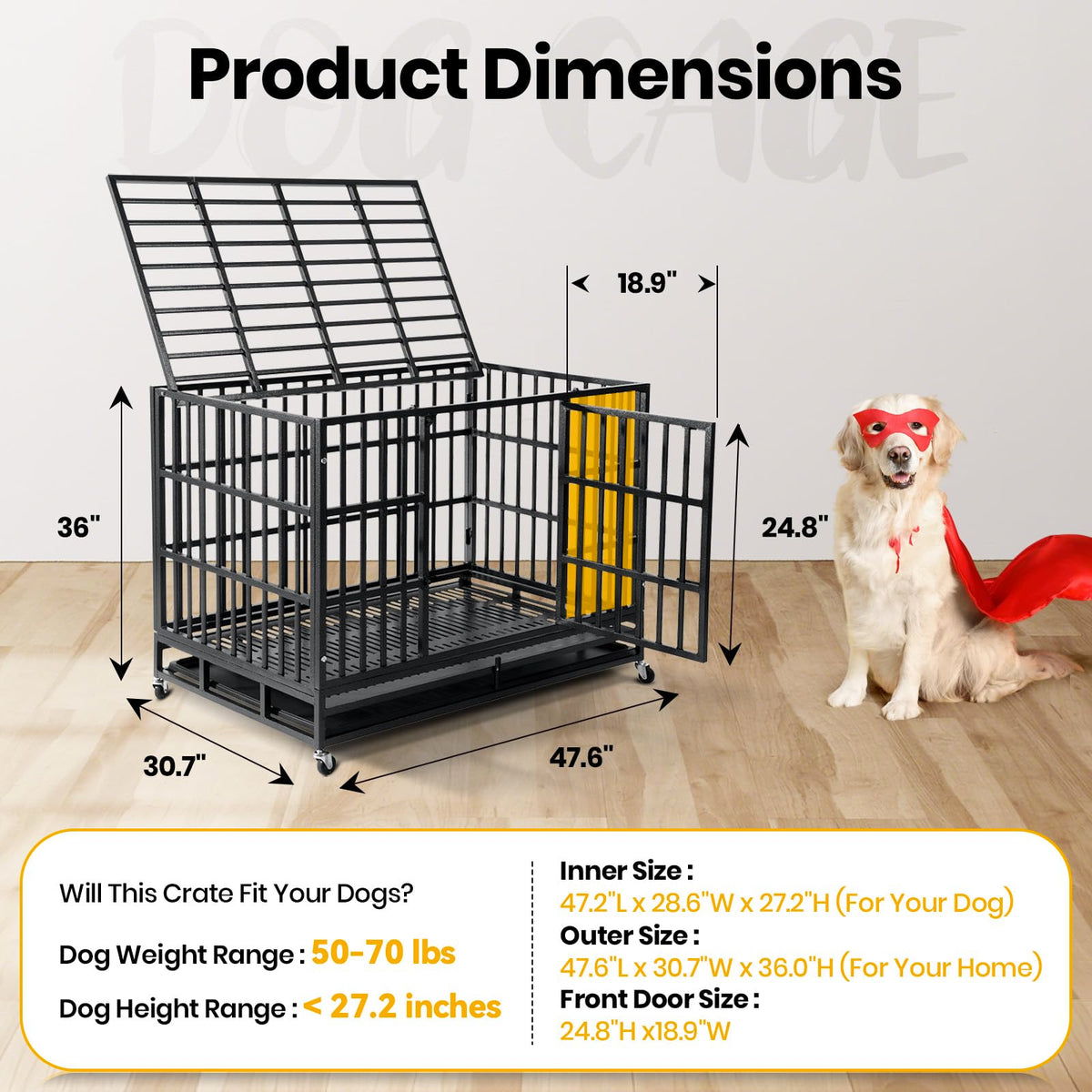 48 Inch Heavy Duty Dog Crate O7689
