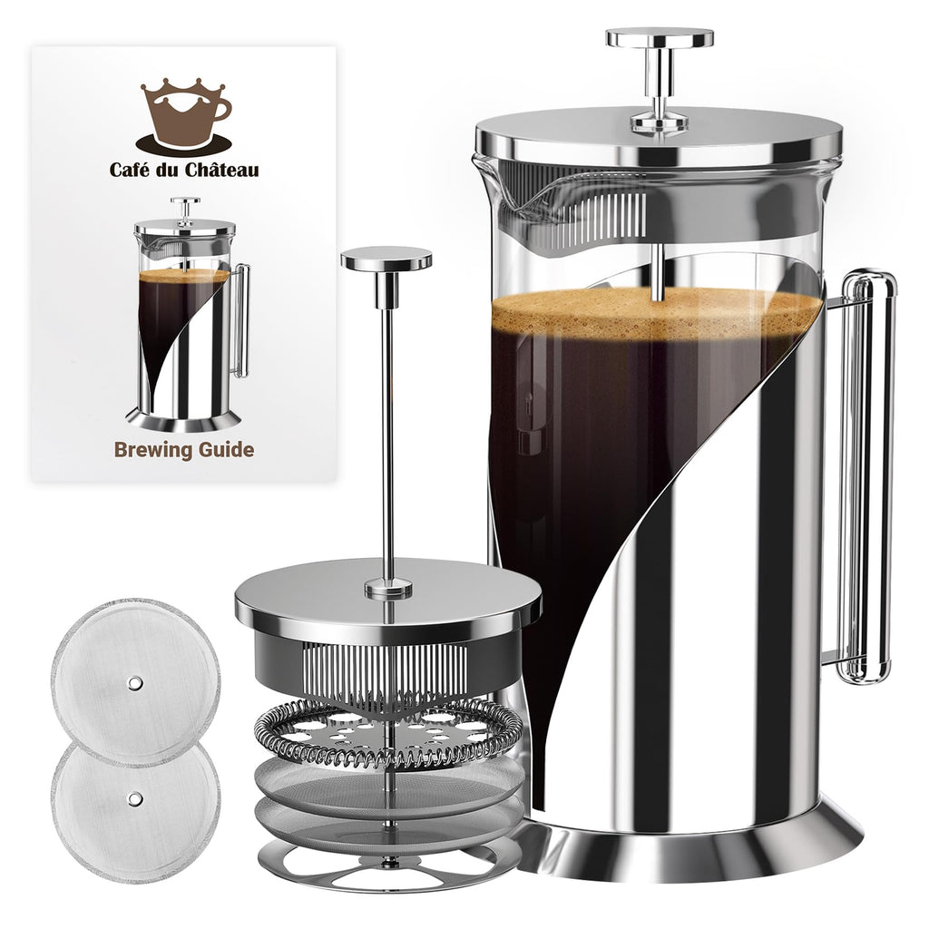 French Press Coffee Maker 34 oz Glass Stainless Steel H938