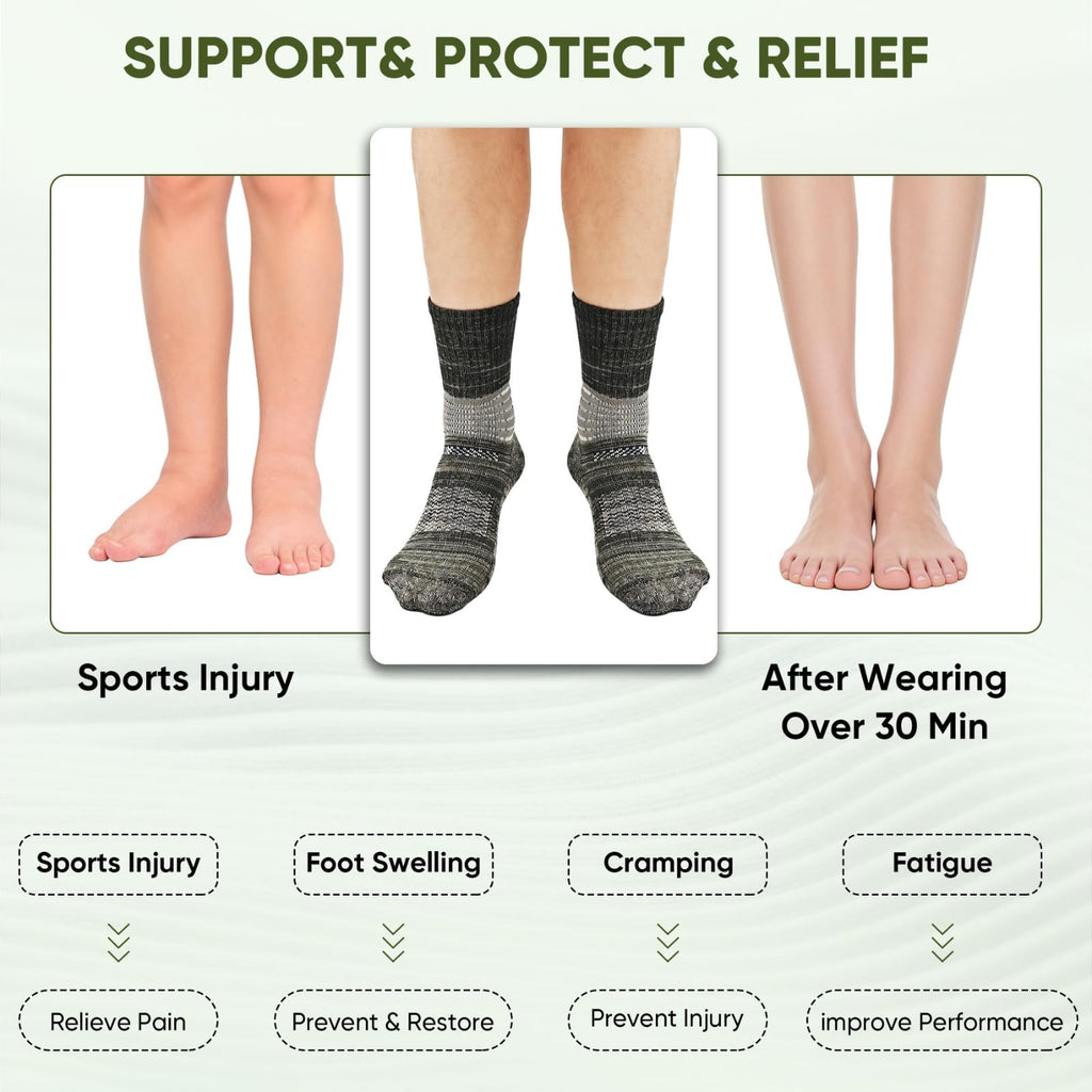 Compression Ankle Support Crew Socks 3 Pairs V748