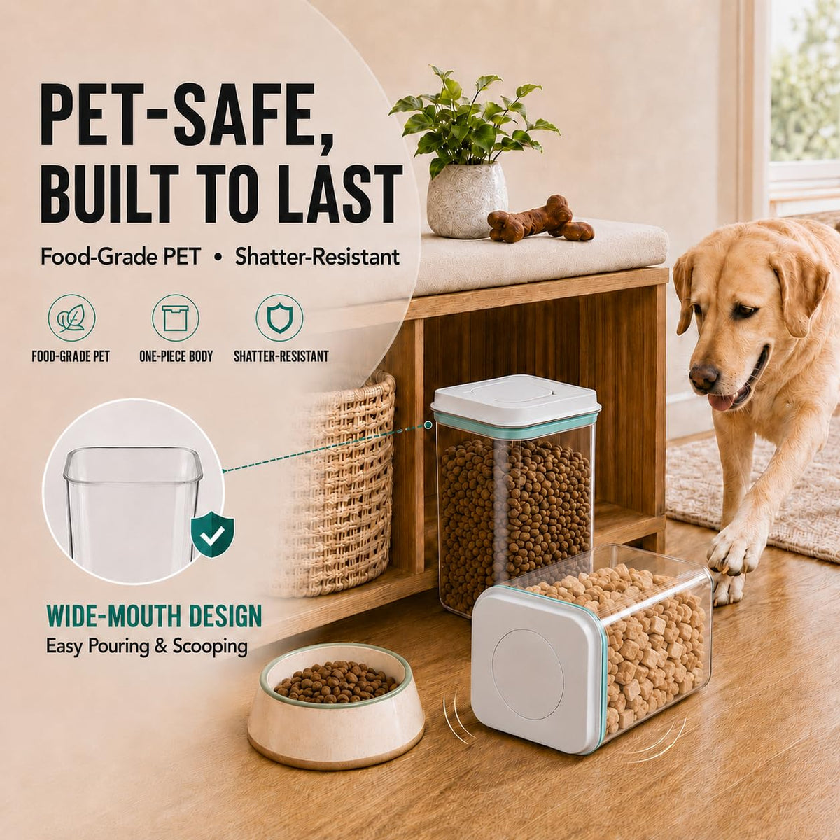 Airtight Dog Food Storage Container with Scoop A79568