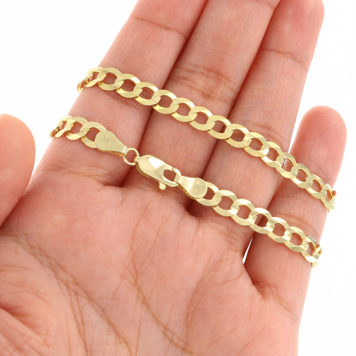 10k Yellow Gold Cuban Curb Link Chain Necklace Z8106