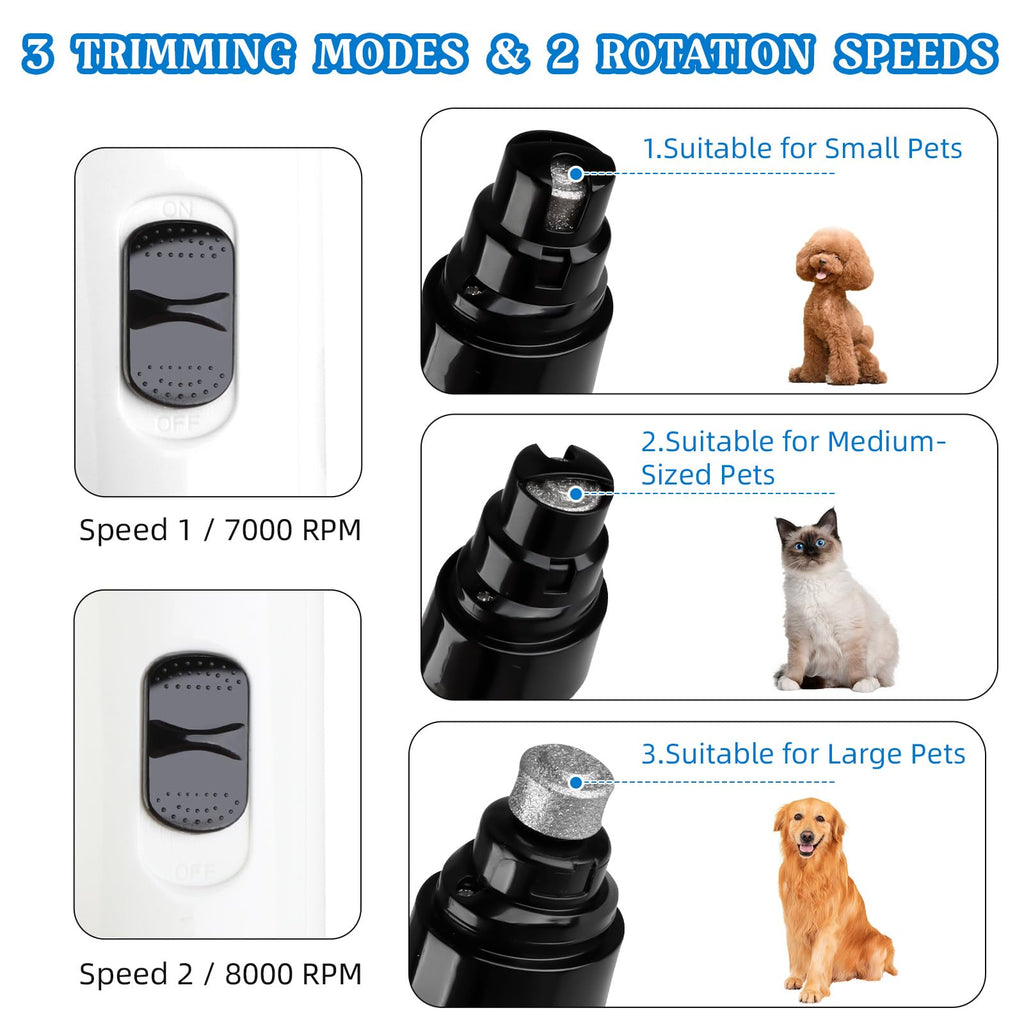 2-Speed Rechargeable Quiet Electric Pet Nail Grinder Y87147
