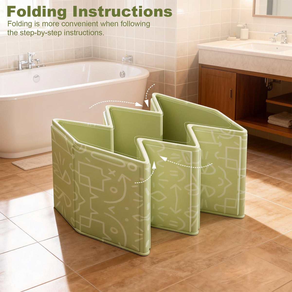 Foldable Dog Bathtub with Side Drain Plug I8931