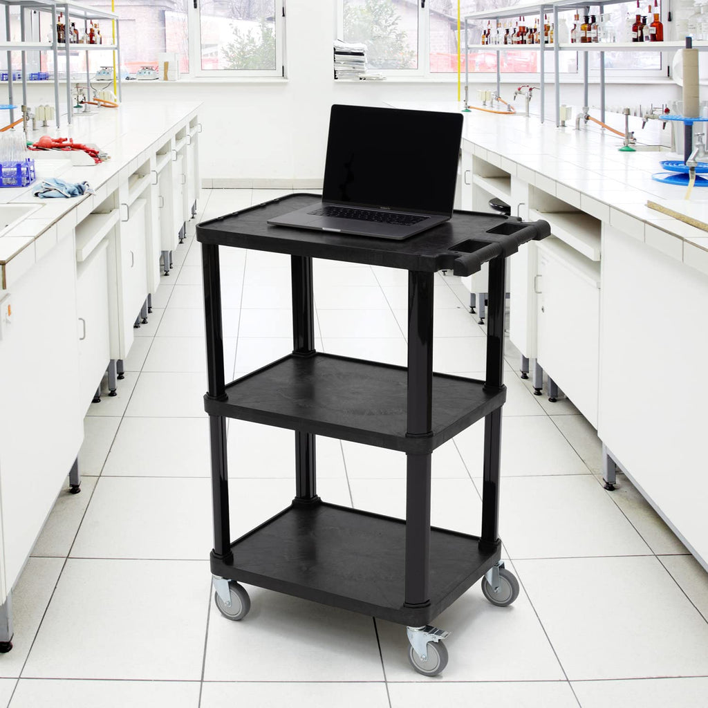 3-Tier Plastic Utility Cart with Lockable Wheels R832460