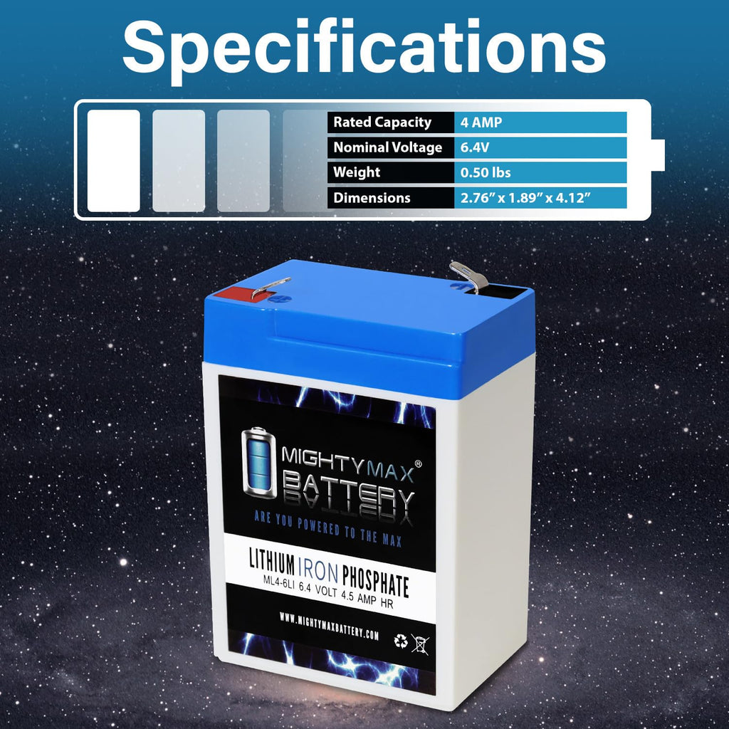 6V 4.5AH Lithium Replacement Battery V586