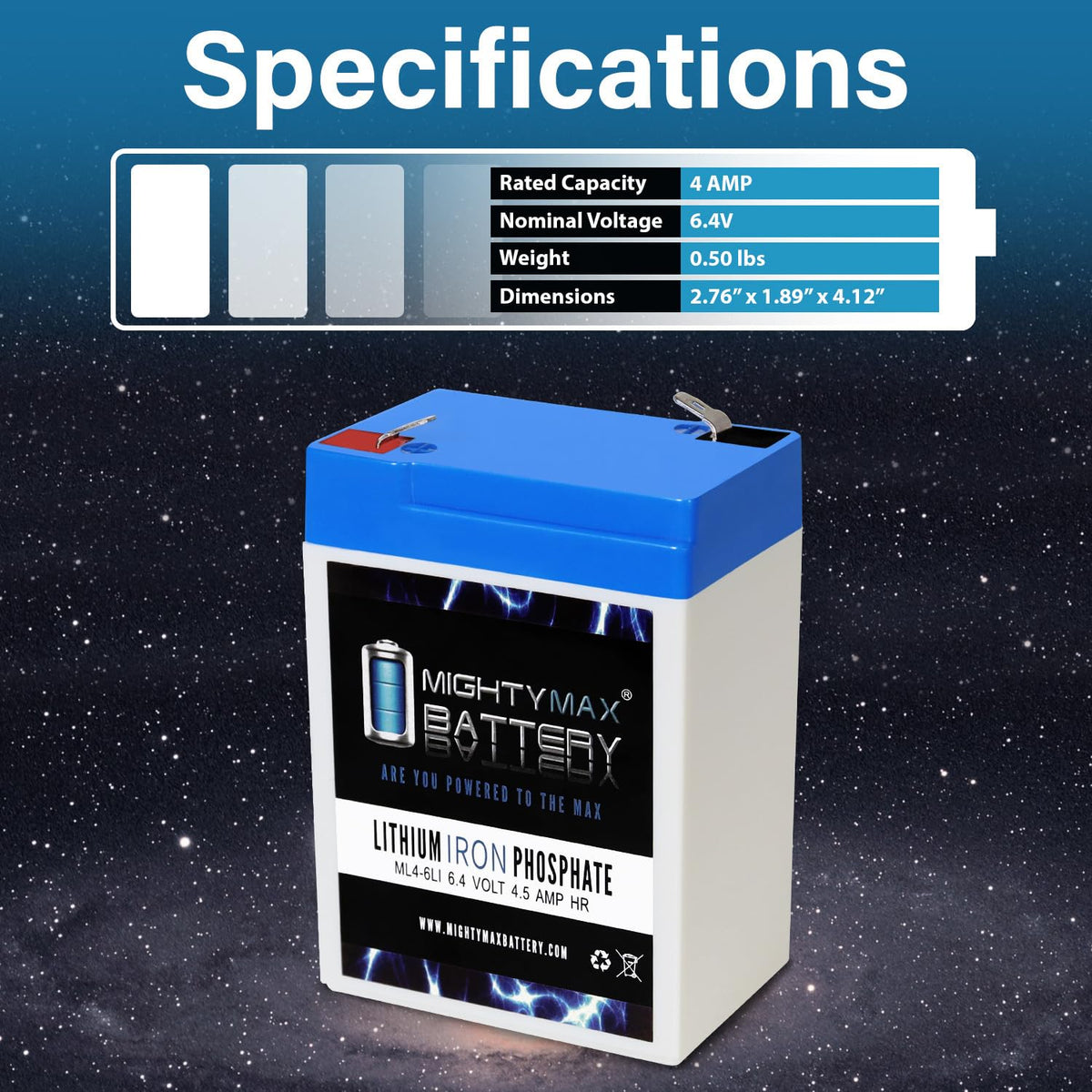 6V 4.5AH Lithium Replacement Battery V586