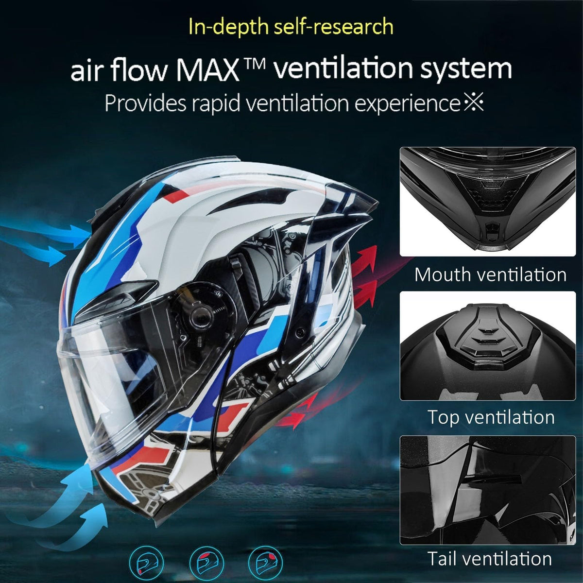 Bluetooth Modular Motorcycle Helmet with Dual Visors Y5155